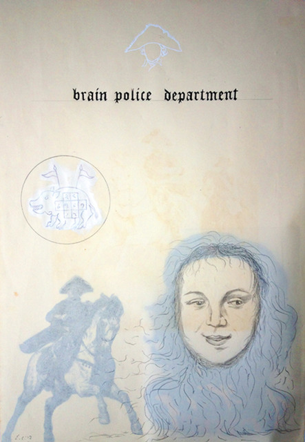 Enrique Chagoya, ‘Ghostly Meditations (brain police department)’, 2012, Lisa Sette Gallery