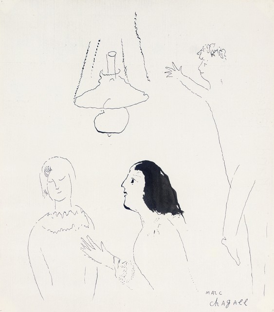 Marc Chagall, ‘La Conversation ’, ca. 1930, Drawing, Collage or other Work on Paper, Pen and ink on paper, Omer Tiroche Gallery