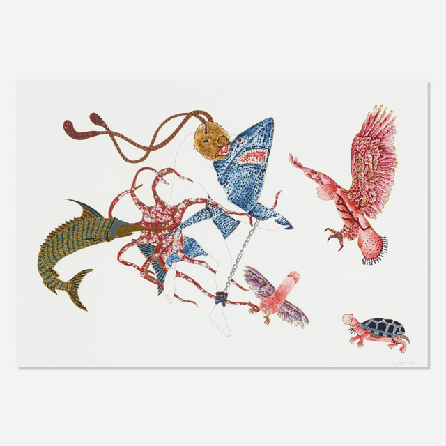 Raqib Shaw, ‘Untitled’, 2004, Drawing, Collage or other Work on Paper, Acrylic, metallic paint, graphite, glitter and rhinestones on paper, Rago/Wright