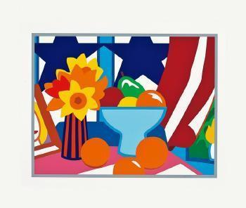 Tom Wesselman - Still life with blowing curtain (red)