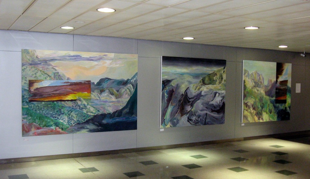 Elaine Galen's Catalina Mist, Oil on Canvas, 65x96; Caeseria Goddess, Oil on Canvas, 65x75; and Sabino Mountain, Oil on Canvas, 66x76 on exhibit in New York City, 2010 Elaine Galen's Catalina Mist, Oil on Canvas, 65x96; Caeseria Goddess, Oil on Canvas, 65x75; and Sabino Mountain, Oil on Canvas, 66x76 on exhibit in New York City, 2010