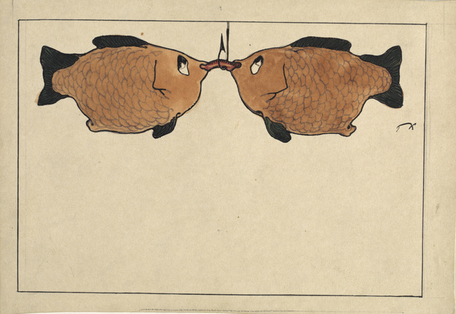 Paul Klee, ‘Sans Titre (Deux poissons, un hameçon, un ver)’, 1901, Centre Pompidou