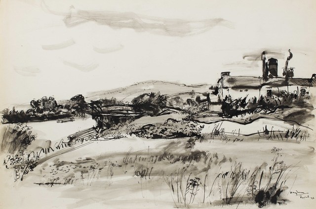 Henri Hayden, ‘Paysage, Triel-sur-Seine’, 1948, Drawing, Collage or other Work on Paper, Ink on paper, Leclere