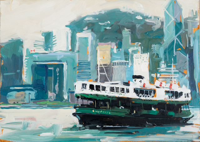 James Hart Dyke, ‘The Star Ferry, Hong Kong’, 2014, Painting, Oil on board, DELAHUNTY