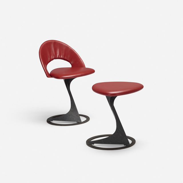 Santiago Calatrava, ‘stools from the Tabourettli Theatre’, 1986, Design/Decorative Art, Enameled steel, leather, Rago/Wright