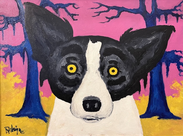 George Rodrigue, ‘“Almost Primary Dog,” Tiffany ’, 1993, Painting, Oil on Canvas, Louisiana Art