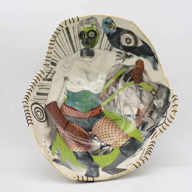 Yurim Gough, ‘I WILL HELP YOU’, 2020, Sculpture, Life drawing on stoneware with ceramic pencil, transfers, gold, thread, Paradigm Gallery + Studio
