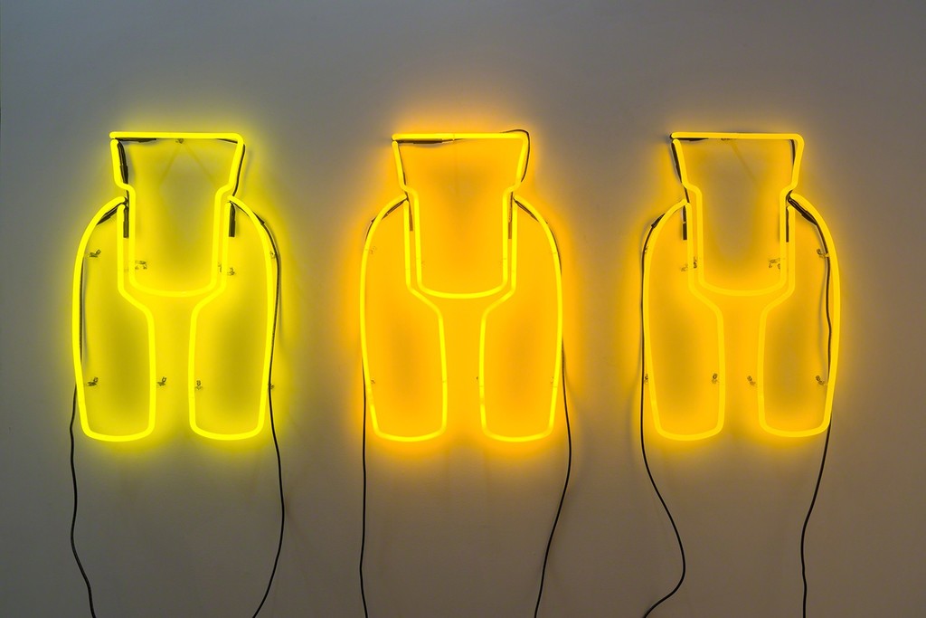Allie Pohl, 'Ideal Woman: 3 Ft Neon, Monochromatic Yellows', 2013, neon, one transformer, 36 x 21 inches. Photo: Ruben Diaz Allie Pohl, 'Ideal Woman: 3 Ft Neon, Monochromatic Yellows', 2013, neon, one transformer, 36 x 21 inches. Photo: Ruben Diaz