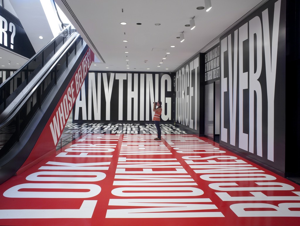 Barbara Kruger, “Belief+Doubt,” 2012. © Barbara Kruger. Photo: Cathy Carver Barbara Kruger, “Belief+Doubt,” 2012. © Barbara Kruger. Photo: Cathy Carver