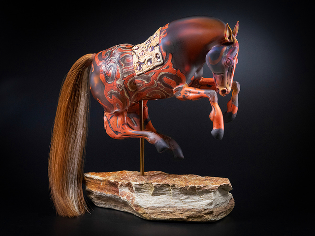 Shelley Muzylowski Allen, ‘Apricot Horse’, 2020, Sculpture, Glass, horsehair, rock steel, HABATAT