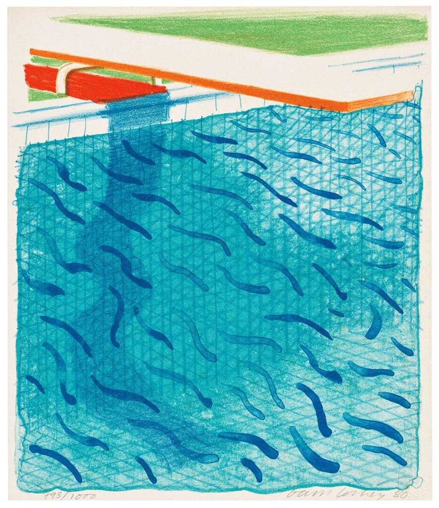David Hockney - Pool Made with Paper and Blue Ink for Book, from: Paper Pools