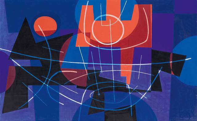 Leo Leuppi, ‘Trident rouge’, 1958, Painting, Oil on canvas, Koller Auctions