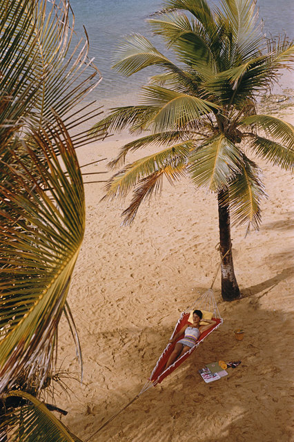 Slim Aarons, ‘Caribe Hilton Beach, San Juan ’, 1956, Photography, C print, IFAC Arts
