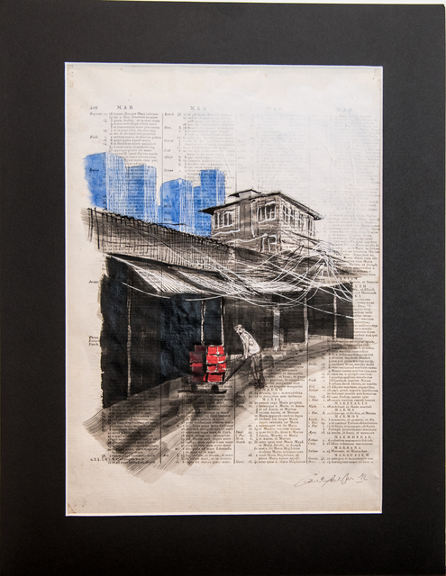 Guiyome, ‘no title’, 2012, Drawing, Collage or other Work on Paper, Gouache on ancient paper, Collezionando Gallery