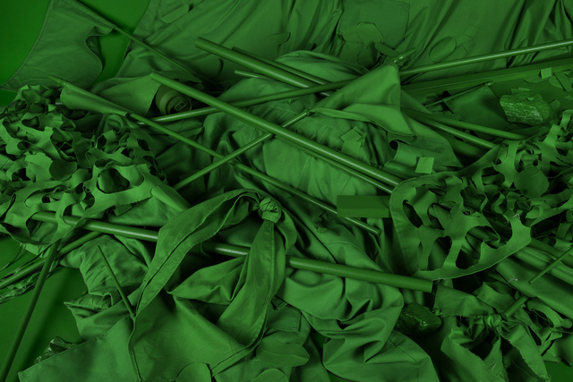 Stephanie Syjuco, ‘Chromakey Aftermath 1 (Flags, Sticks, and Barriers)’, 2017, RYAN LEE