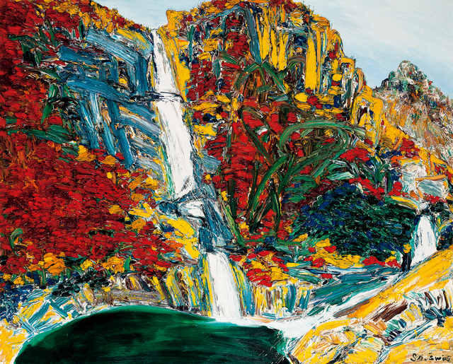 Sa Sukwon, ‘Blue Water on Bibong Waterfall Tints a Person's Cloth in Autumn’, 2006, Seoul Auction