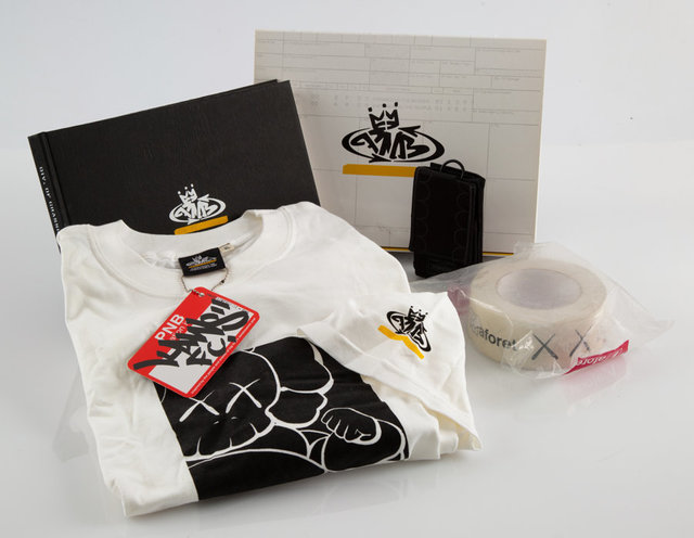 KAWS, ‘Four Items of Kaws Memorabilia’, c. 2014, Other, Cotton t-shirt, craft tape, phone case, and ink marker, Heritage Auctions