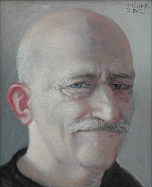 Volker Stelzmann, ‘Kleines Selbstbildnis (Small Selfportrait)’, 2016, Painting, Mixed media on MDF, DIE GALERIE