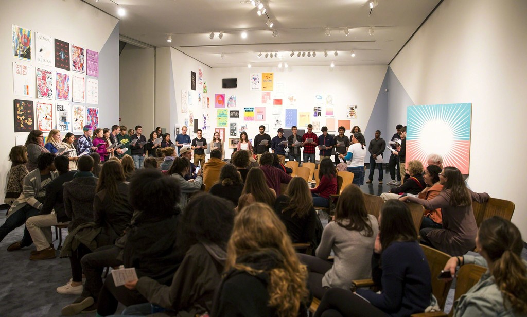 Participants in A Readers Chorus, lead by Haruko Tanaka as part of Machine Project — The Platinum Collection (Live by Special Request), Tang Teaching Museum, 2015 Participants in A Readers Chorus, lead by Haruko Tanaka as part of Machine Project — The Platinum Collection (Live by Special Request), Tang Teaching Museum, 2015