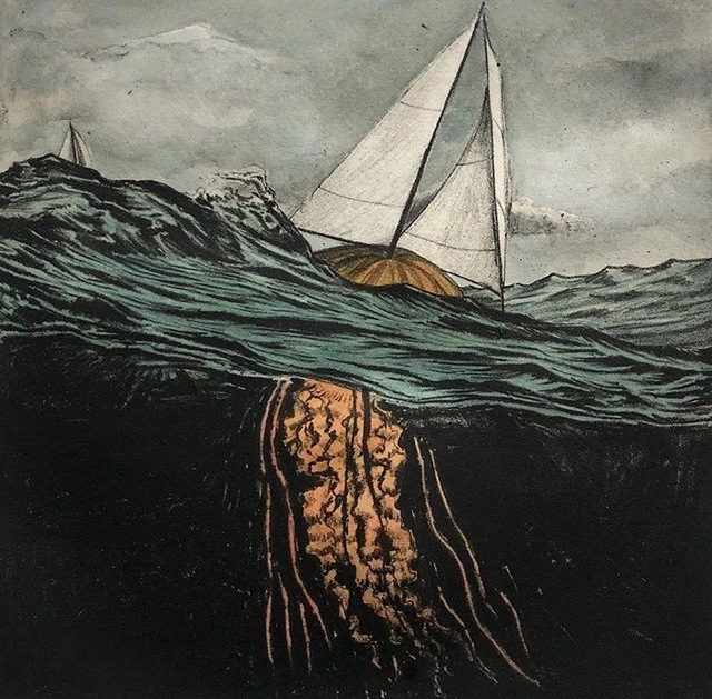 Scott Bluedorn, ‘Adrift’, 2019, Print, Solarplate etching with watercolor, ARC Fine Art LLC