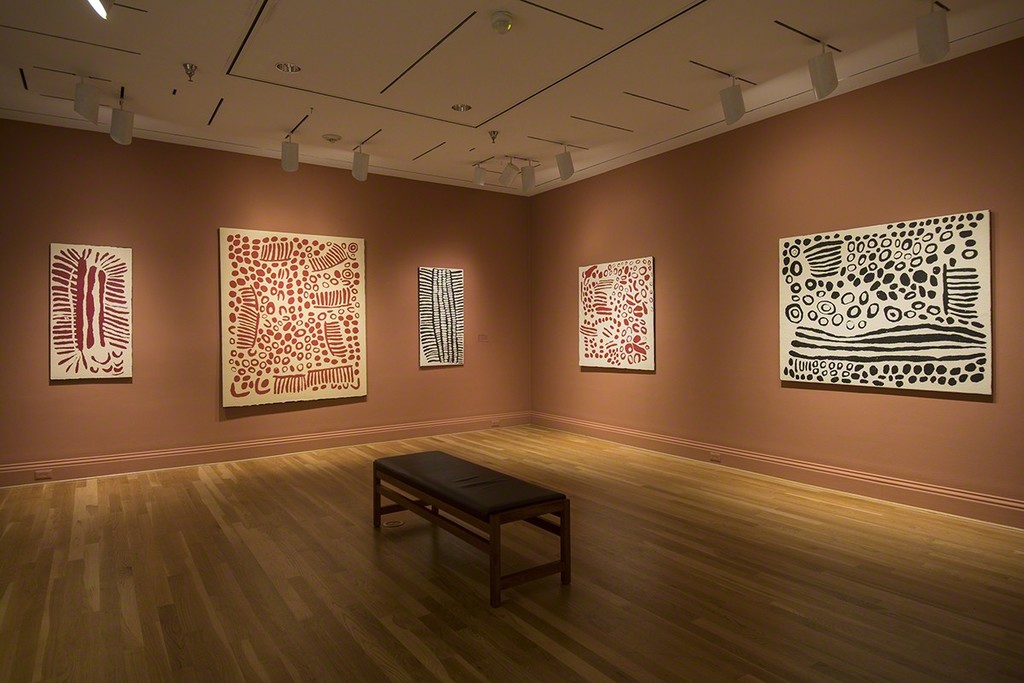 Installation view of Marking the Infinite: Contemporary Women Artists from Aboriginal Australia at The Phillips Collection. Photo: Lee Stalsworth Installation view of Marking the Infinite: Contemporary Women Artists from Aboriginal Australia at The Phillips Collection. Photo: Lee Stalsworth