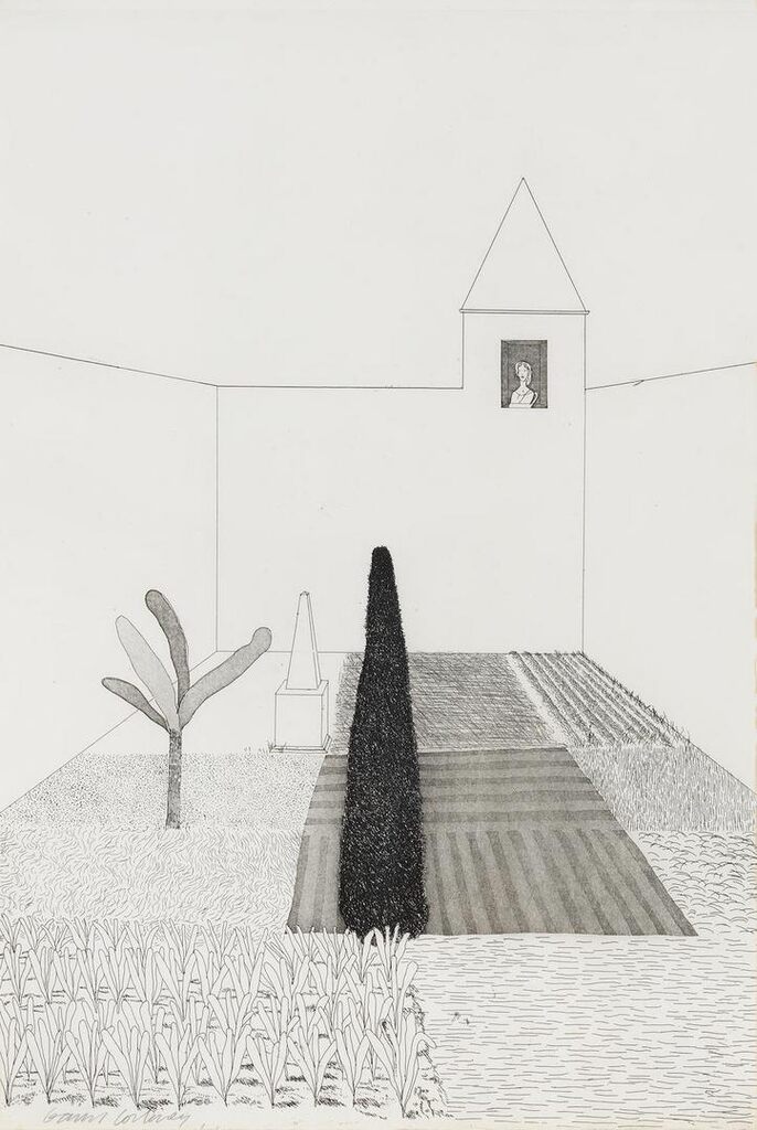 David Hockney - Rapunzel Growing in the Garden, from Illustrations from Six Fairy Tales Brothers Grimm (Scottish Arts Coun...