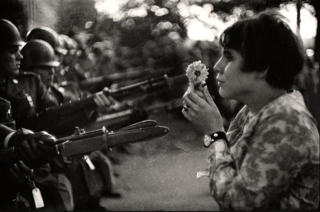 Marc Riboud | Young girl holding a flower, demonstration against the ...