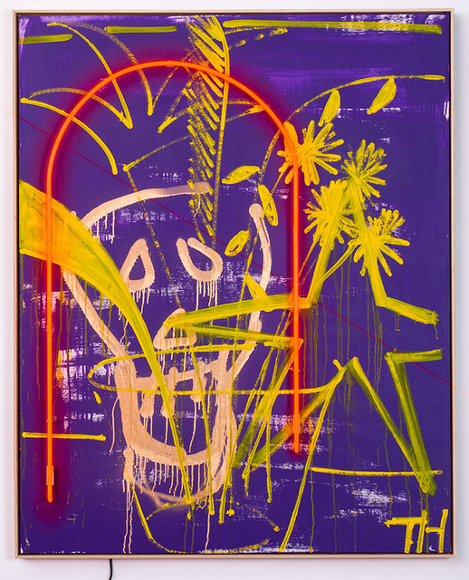 Thrush Holmes, ‘Romantic Haze Painting ’, 2019, Painting, Acrylic, oil, neon on canvas with artists frame, Madison Gallery
