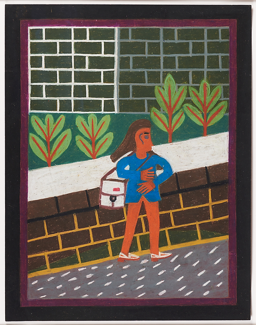 Eddie Arning, ‘Woman Walking Uphill’, ca. 1970, Oil pastel on paper, Rago/Wright