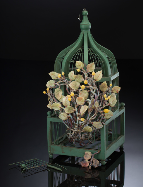 Kathleen Elliot, ‘Liberty #1’, 2015, Sculpture, Flameworked glass, found bird cage, HABATAT