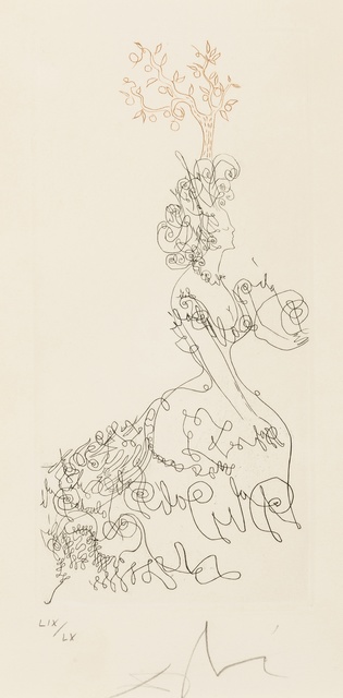 Salvador Dalí, ‘La Dame de l'Orangerie (M&L 217a)’, 1967, Print, Etching printed in colours, Forum Auctions