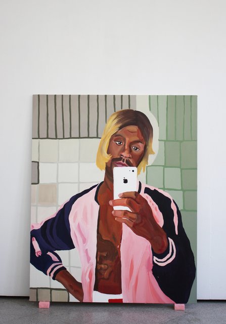 Gala Knorr, ‘Success of a man in a dress’, 2016, Painting, Oil and sharpie on canvas, PABLO´S BIRTHDAY