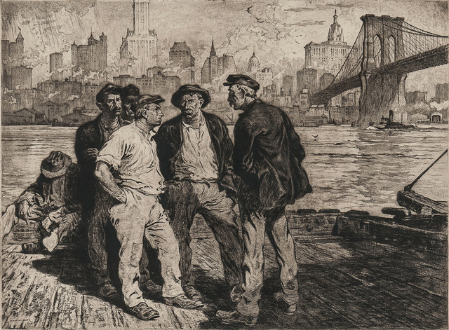 , 'Dock Workers Under the Brooklyn Bridge ,' ca. 1916, Kiechel Fine Art