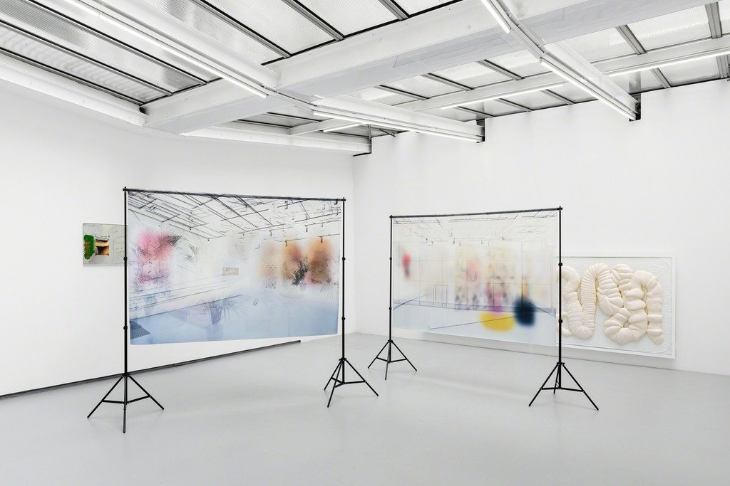 Exibition view of Reconstructive Memory, group show curated by It's Our Playground.
Galerie Valentin, Paris - 2016. From the left to the right : Hayley Tompkins « Lookalke XXV » 2016, It's Our Playground, « Reconstructive Memory (Valentin IV) » & « Reconstructive Memory (Valentin V) », 2016 and Nicolas Deshayes, « Cramps » 2015. © Photo : Gregory Copitet. Exibition view of Reconstructive Memory, group show curated by It's Our Playground.
Galerie Valentin, Paris - 2016. From the left to the right : Hayley Tompkins « Lookalke XXV » 2016, It's Our Playground, « Reconstructive Memory (Valentin IV) » & « Reconstructive Memory (Valentin V) », 2016 and Nicolas Deshayes, « Cramps » 2015. © Photo : Gregory Copitet.