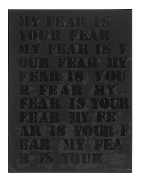 Glenn Ligon, ‘My Fear is Your Fear’, 1995, Print, Screenprint on black wove paper, EHC Fine Art Gallery Auction