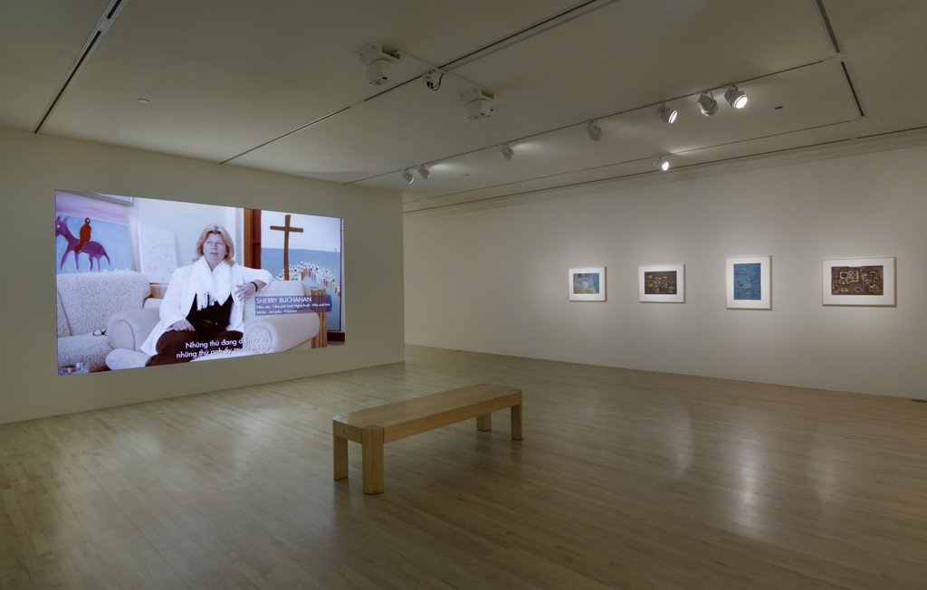 Installation photo of Dinh Q. Lê: True Journey Is Return. Photo by Benjamin Blackwell. On view at San Jose Museum of Art, September 14, 2018-April 7, 2019. Installation photo of Dinh Q. Lê: True Journey Is Return. Photo by Benjamin Blackwell. On view at San Jose Museum of Art, September 14, 2018-April 7, 2019.