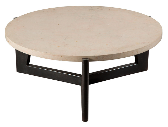 After Jean Prouve, ‘Travertine and Dark Stained Wood Low Table’, Design/Decorative Art, Stained Wood, Doyle