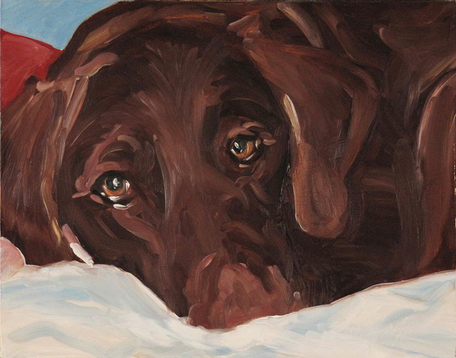 Sheila Wedges, ‘Chocolate Lab’, ca. 2010, Painting, Oil on Wood, Janus Galleries
