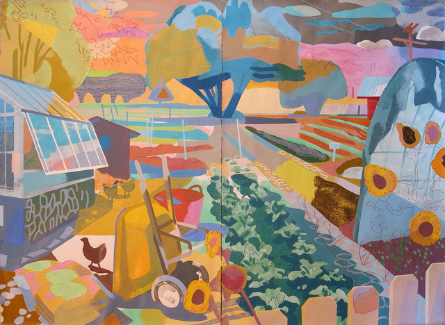 Justin Kim, ‘The Garden, Deep Springs, CA’, 2020, Painting, Mixed media on paper, Cade Tompkins Projects