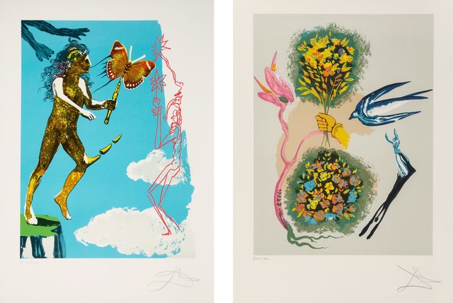 Salvador Dalí, ‘Madam butterfly & the dream (two works)’, 1978, Print, Lithographs in colors on Arches paper, Heritage Auctions
