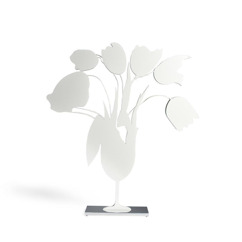 Donald Sultan - White Tulips and Vase, April 4, 2014