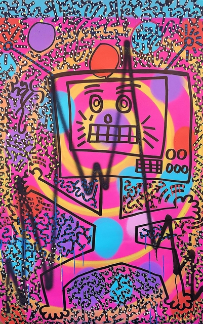 LA II (Angel Oritz), ‘Wacky Robot’, 2019, Painting, Spray paint and marker on canvas, Lawrence Fine Art