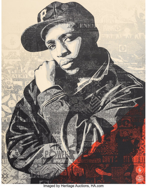Shepard Fairey, ‘Chuck D Black Steel Screenprint (Red)’, 2018, Print, Screenprint in colors on cream speckled paper, Heritage Auctions