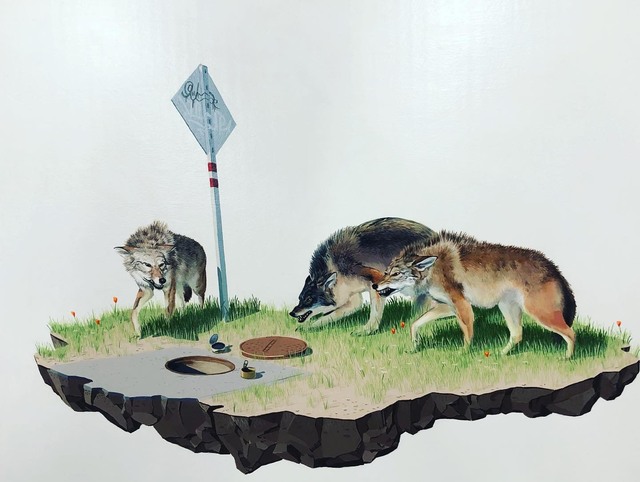 gray wolf habitat diorama