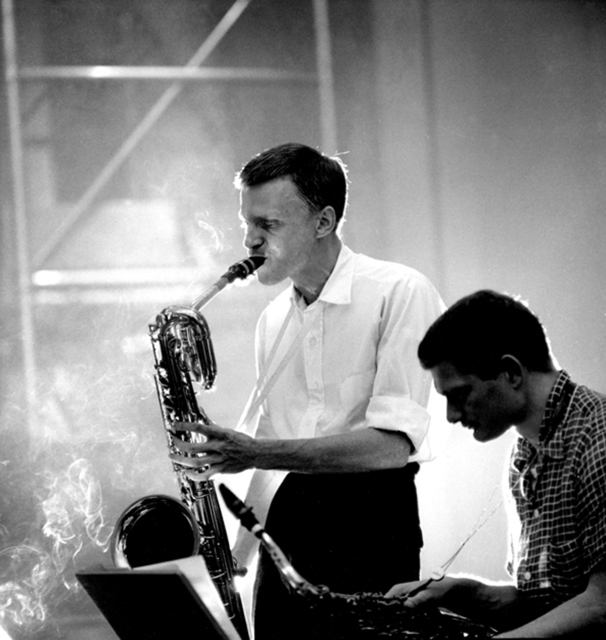 Herman Leonard, ‘Gerry Mulligan and Zoot Sims, NYC’, 1955, Photography, Silver print, Robert Mann Gallery