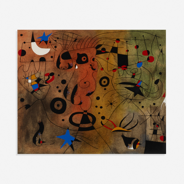 Joan Miró, ‘Femme a la blonde aisselle coiffant sa chevelure a la lueur des etoiles (from the Constellations portfolio)’, 1959, Rago/Wright
