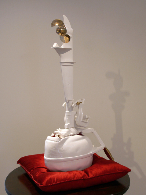Clint Neufeld, ‘My girlfriend never gave me a boat motor’, 2012, Sculpture, Ceramic, steel, pillow, VIVIANEART