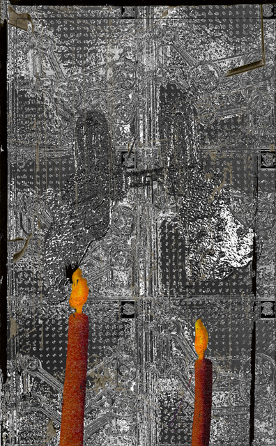 Tamara K.E., ‘Candles (from the series: Farewelling Junkyard)’, 2014-2019, Print, Archival print on filmscreen, custom-made aluminum bar, Beck & Eggeling