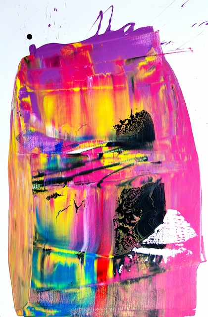 Anthony Hunter, ‘Super Duper Pinky Yellow Scrape with Dark Green Blob on Top Painting’, 2019, JoAnne Artman Gallery