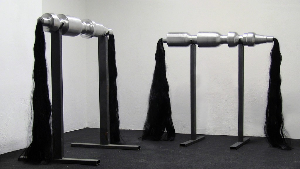 Stefano Cozzi
Trials (2016)
left: trial (M.D.) aluminum, human hair, variable dimensions. right: trial (J.C.) aluminum, human hair, variable dimensions.
ph. Stefano Cozzi Stefano Cozzi
Trials (2016)
left: trial (M.D.) aluminum, human hair, variable dimensions. right: trial (J.C.) aluminum, human hair, variable dimensions.
ph. Stefano Cozzi